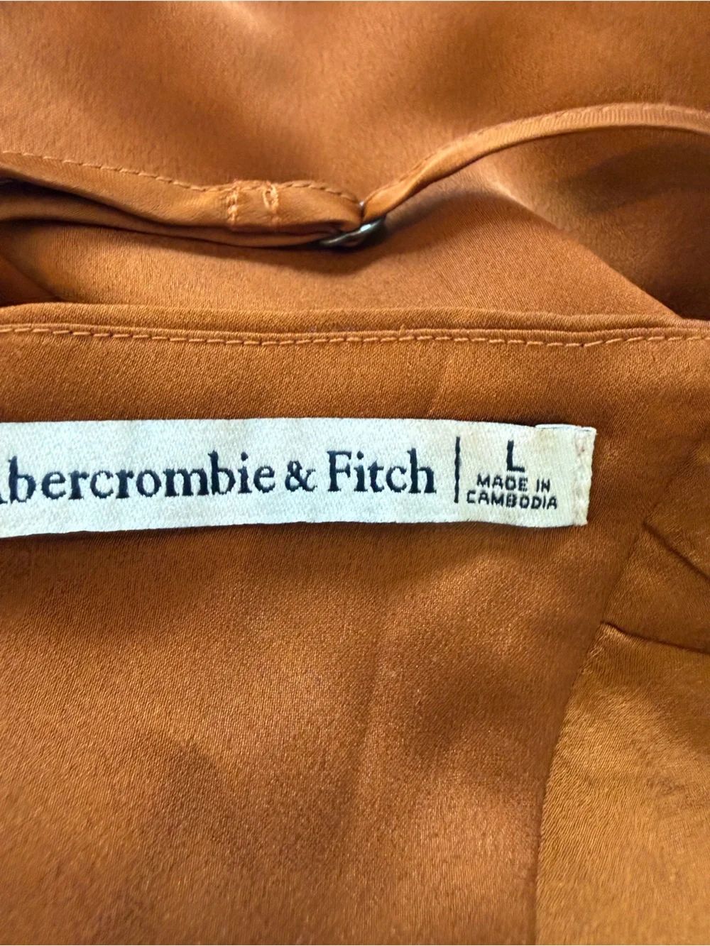 Abercrombie & Fitch Rust Satin Cross Back Maxi Dress Sz L 25967